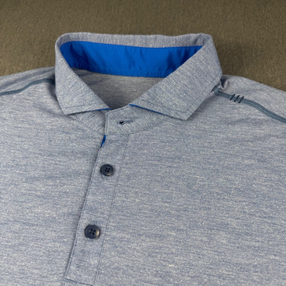 Lululemon Mens Evolution Polo Shirt Blue Heathered Short Sleeve Size L